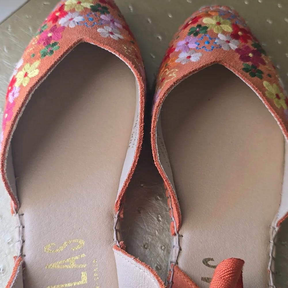 Fabiolas NEW Orange Floral Espadrille, NEW, sz 39 - Picture 4 of 10